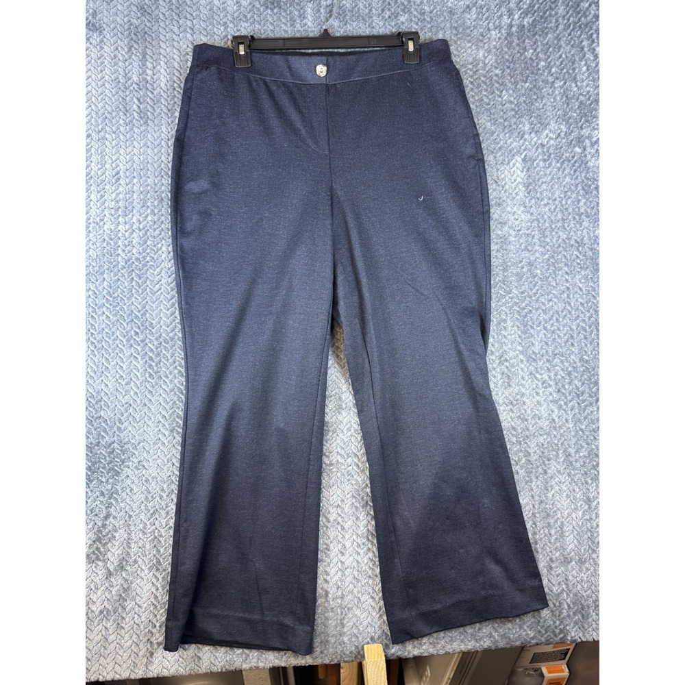 Jones New York Pants Womens 1X Navy Blue Stretch High Rise Straight Leg Casual